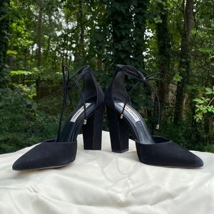 Black “Steve Madden” suede heels, size 7